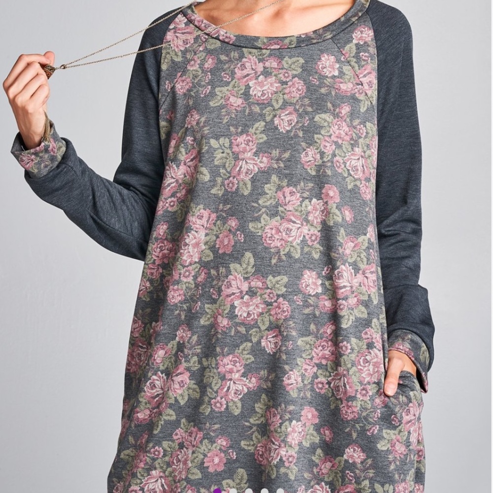 Charcoal Floral Pocket Tunic